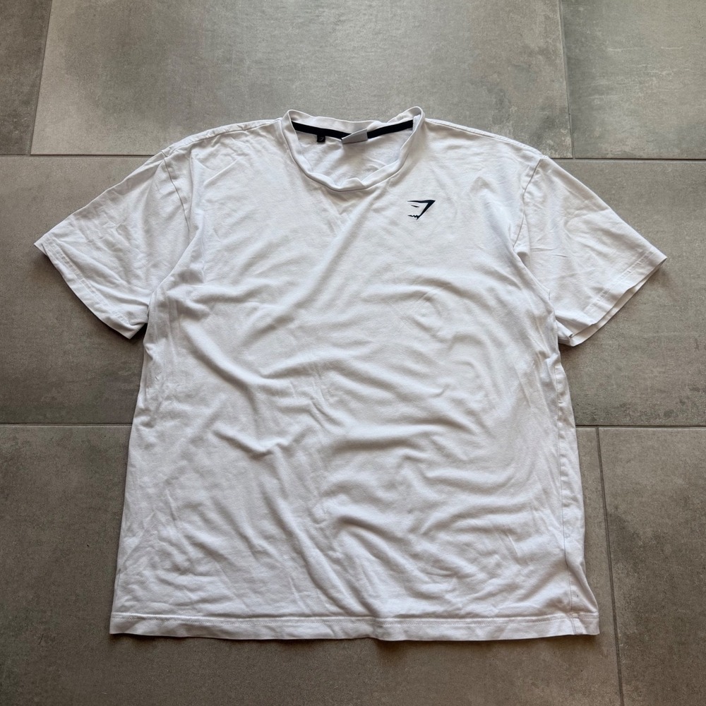 Gymshark Mens Critical Short Sleeve T-Shirt White Logo Size Medium Workout Tee